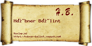 Hübner Bálint névjegykártya